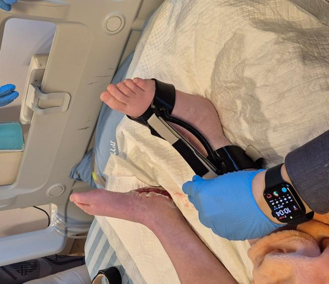 Patient wearing rehabilitation device