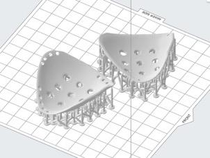 3D print slicer view with support structures